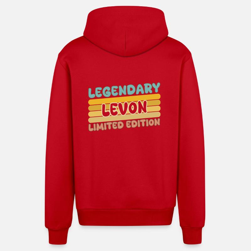 Levon comme nom - Veste à capuche bio décontractée fabriquée en UE - rouge