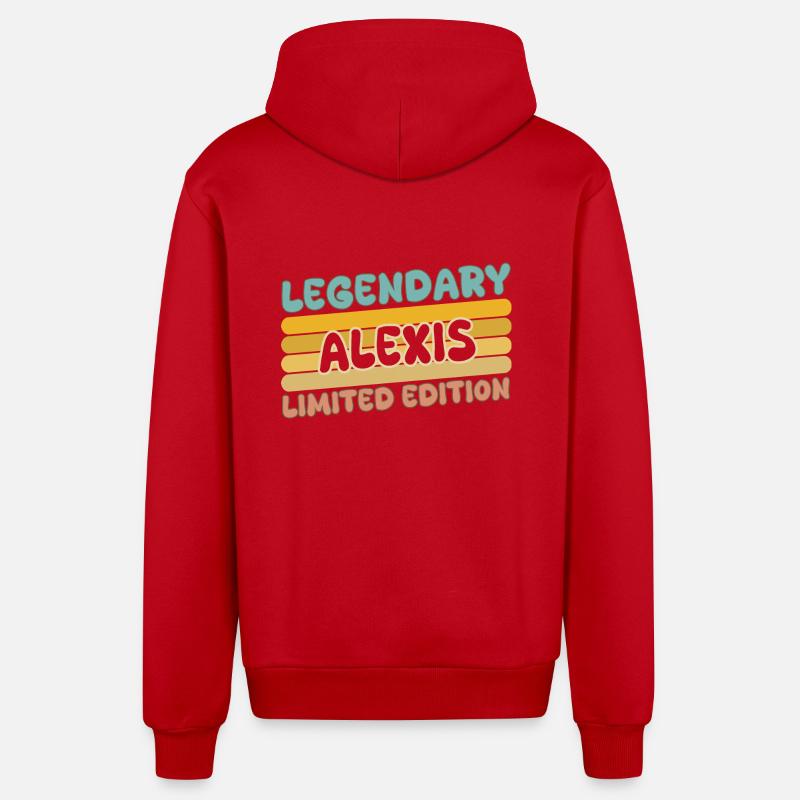 Alexis comme nom - Veste à capuche bio décontractée fabriquée en UE - rouge