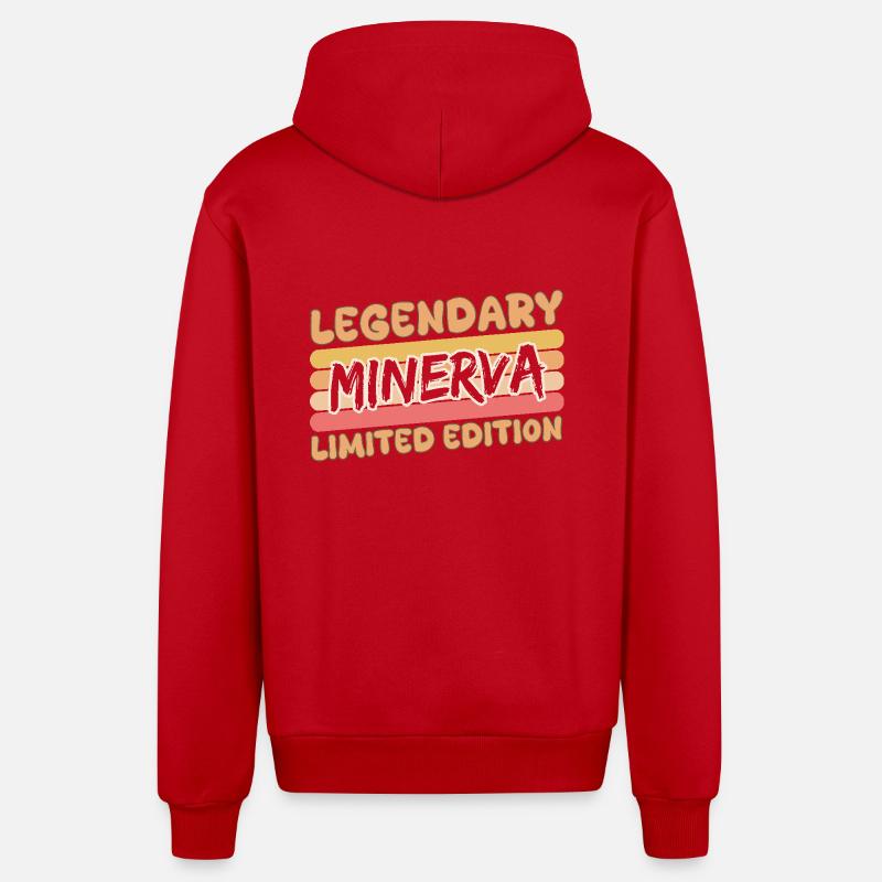 Minerva comme nom - Veste à capuche bio décontractée fabriquée en UE - rouge