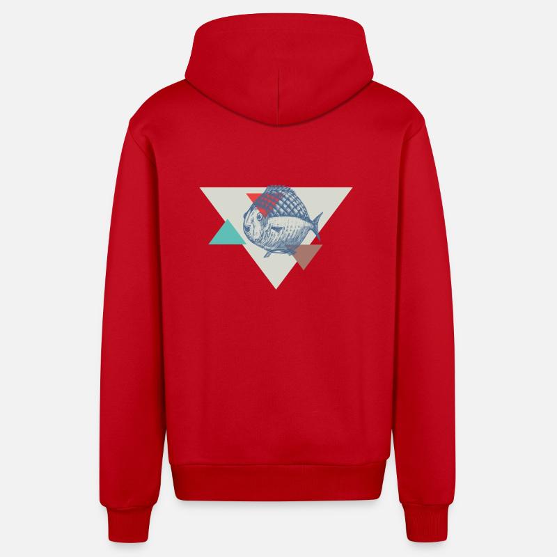 Conception de triangle de poisson - Veste à capuche bio décontractée fabriquée en UE - rouge
