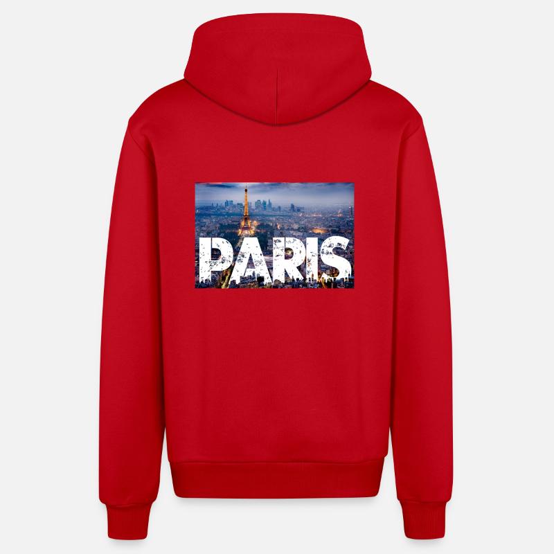 Paris Tour Eiffel - Veste à capuche bio décontractée fabriquée en UE - rouge