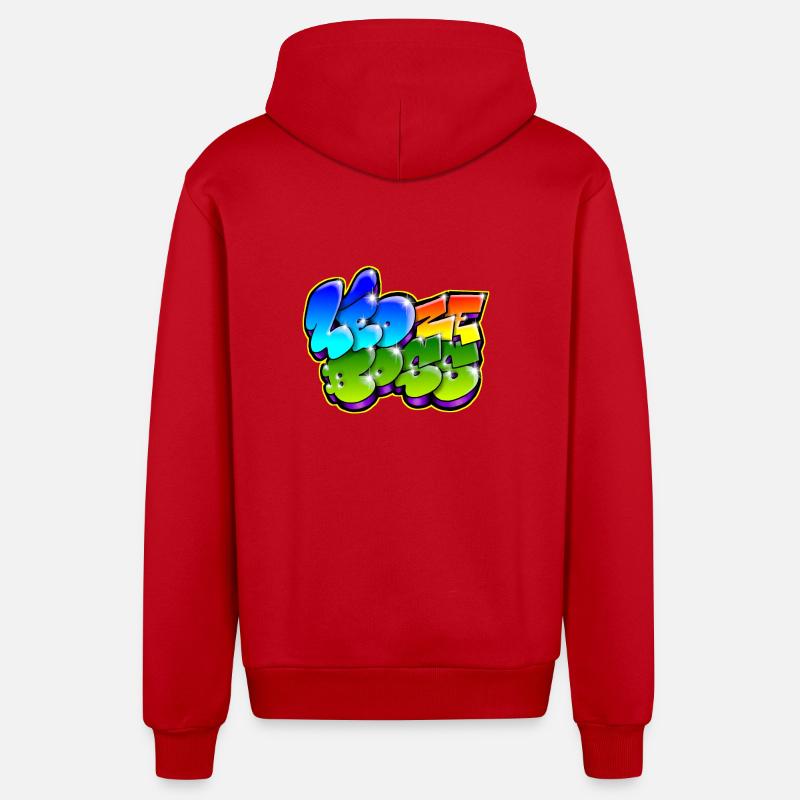 Leo Zeboss Graffiti Name - Veste à capuche bio décontractée fabriquée en UE - rouge