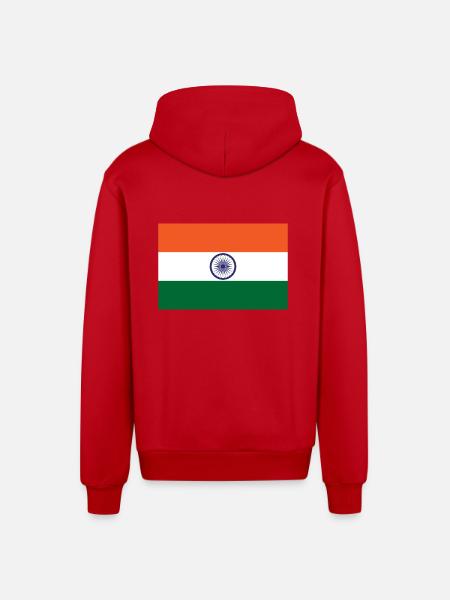 Inde - Veste à capuche bio décontractée fabriquée en UE - rouge