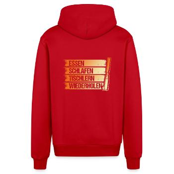 Schreiner Zimmermann Tischler - Organic Relaxed Kapuzenjacke Made in EU - Rot - Hinten