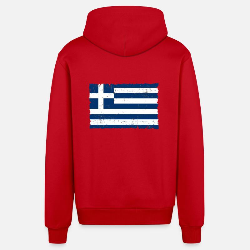 Grèce - Veste à capuche bio décontractée fabriquée en UE - rouge