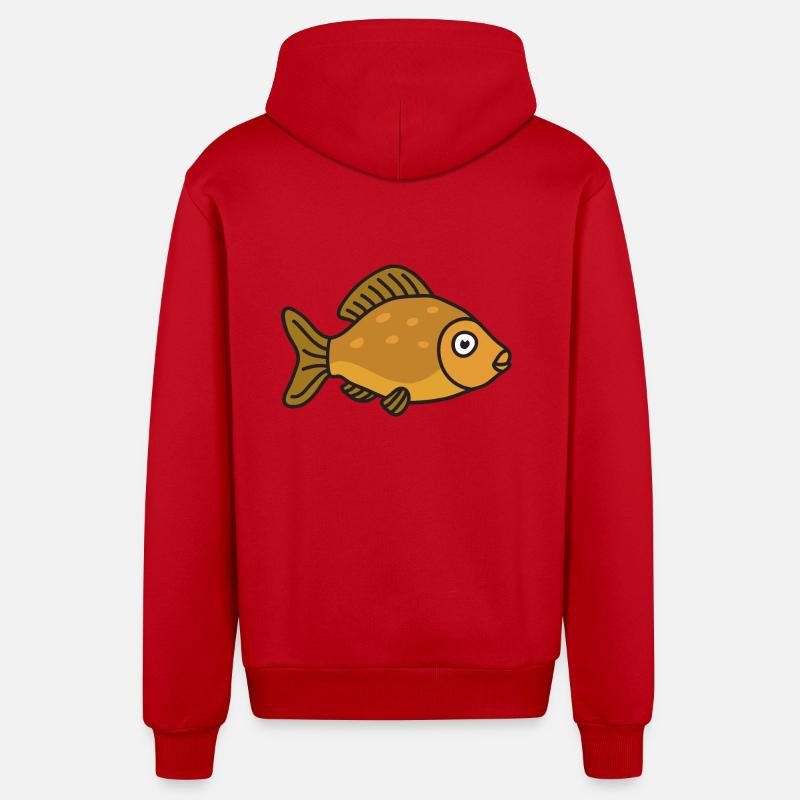 Pêche au poisson carpe - Veste à capuche bio décontractée fabriquée en UE - rouge