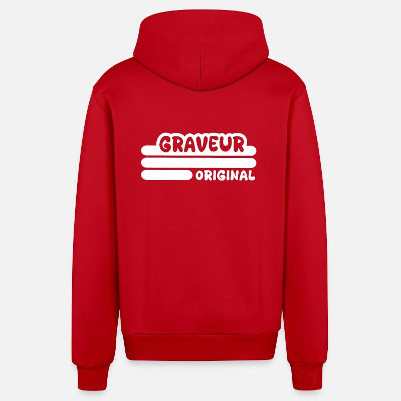 Profession : Graveur - Veste à capuche bio décontractée fabriquée en UE - rouge