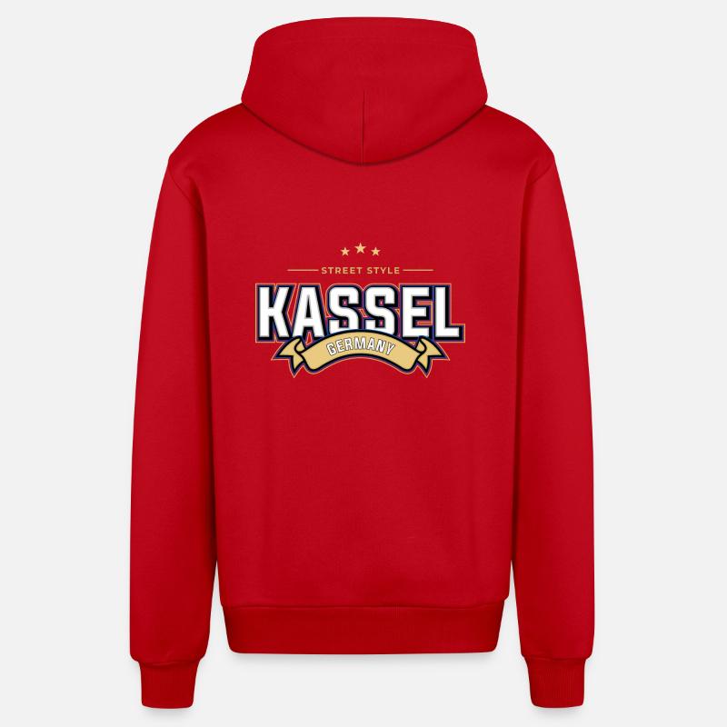 Kassel - Veste à capuche bio décontractée fabriquée en UE - rouge