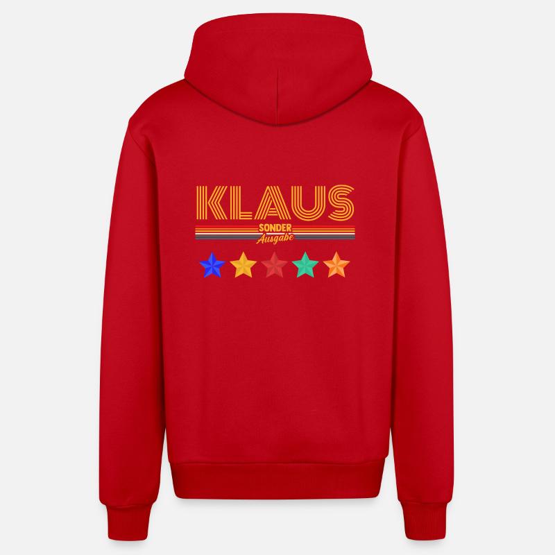 Klaus - Veste à capuche bio décontractée fabriquée en UE - rouge