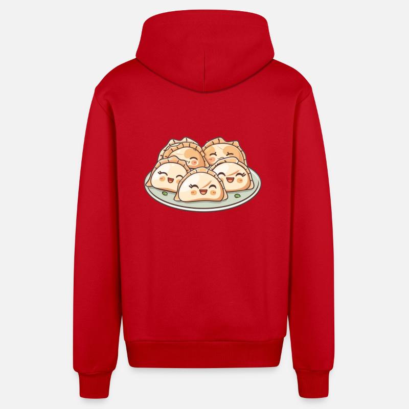 Bande dessinée mignonne de Maultaschen - Veste à capuche bio décontractée fabriquée en UE - rouge