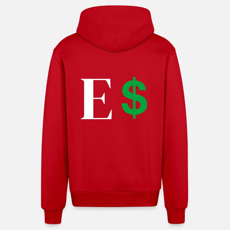 Lettre e dollar - Veste à capuche bio décontractée fabriquée en UE - rouge