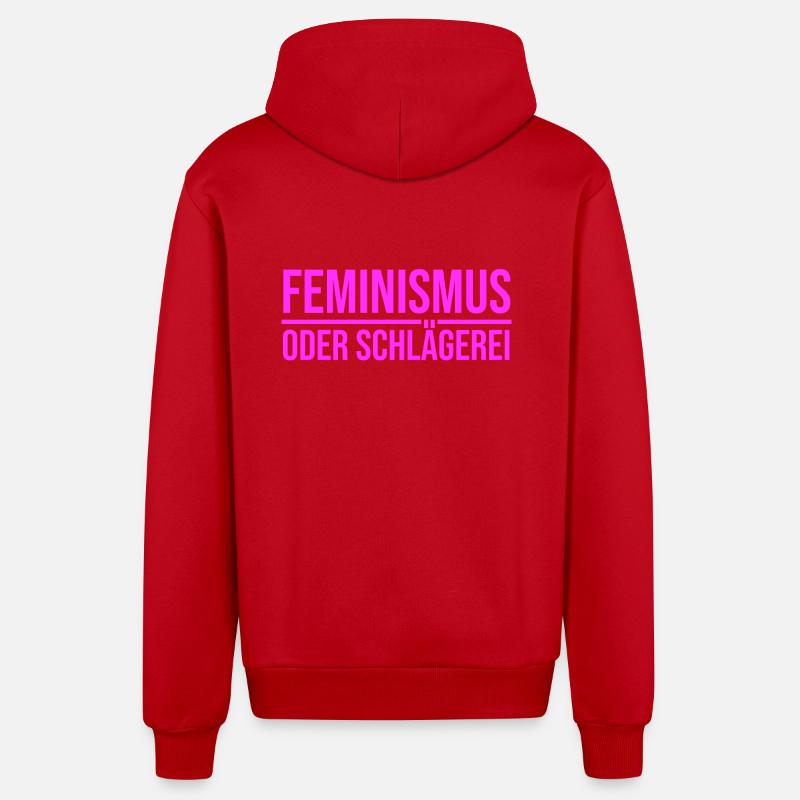 Feminismus oder Schlägerei - Organic Relaxed Kapuzenjacke Made in EU - Rot