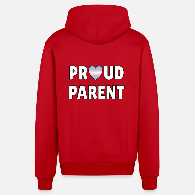 Fier parent - Drapeau trans - Veste à capuche bio décontractée fabriquée en UE - rouge