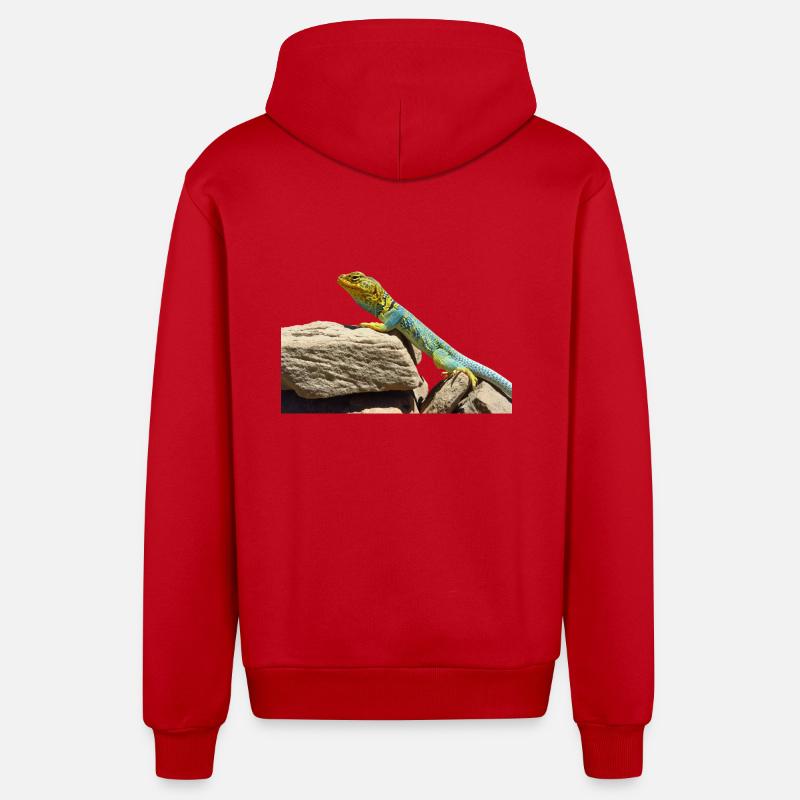 gecko lézard lézard lézard - Veste à capuche bio décontractée fabriquée en UE - rouge