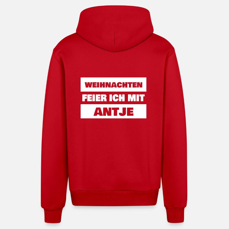 Antje - Veste à capuche bio décontractée fabriquée en UE - rouge