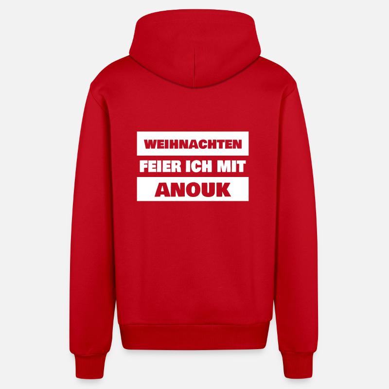 Gift for Anouk - Organic Relaxed Hooded Jacket Made in EU - red