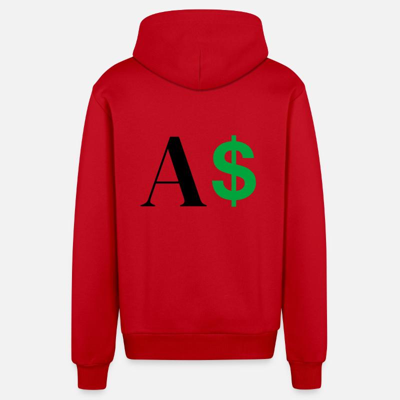 Lettre a dollar - Veste à capuche bio décontractée fabriquée en UE - rouge