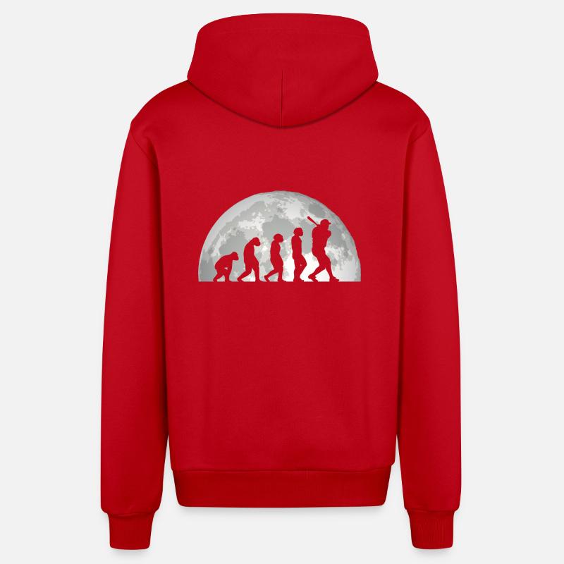 Joueur de baseball Evolution Baseball - Veste à capuche bio décontractée fabriquée en UE - rouge