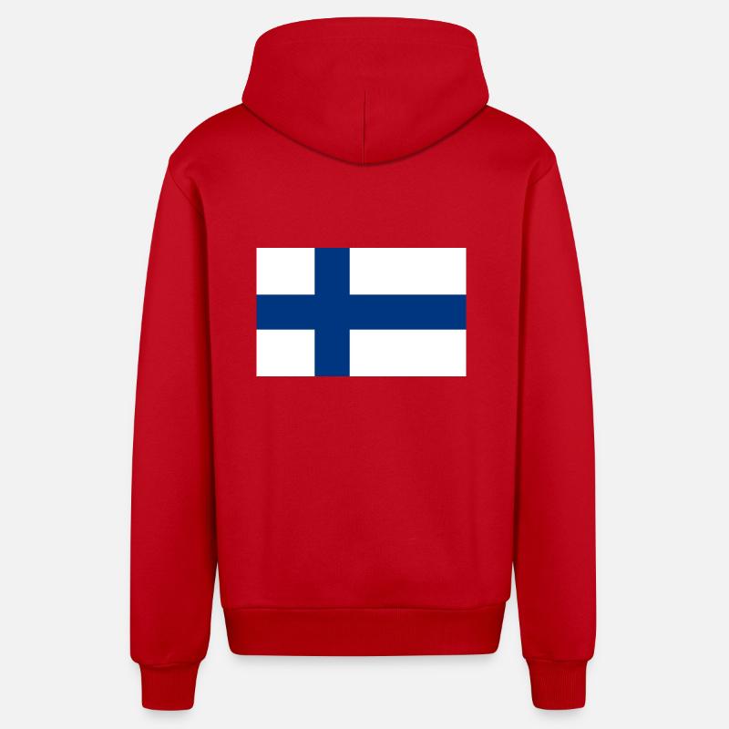 Drapeau finlandais - Veste à capuche bio décontractée fabriquée en UE - rouge