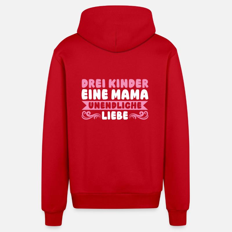 Maman de 3 enfants - Veste à capuche bio décontractée fabriquée en UE - rouge