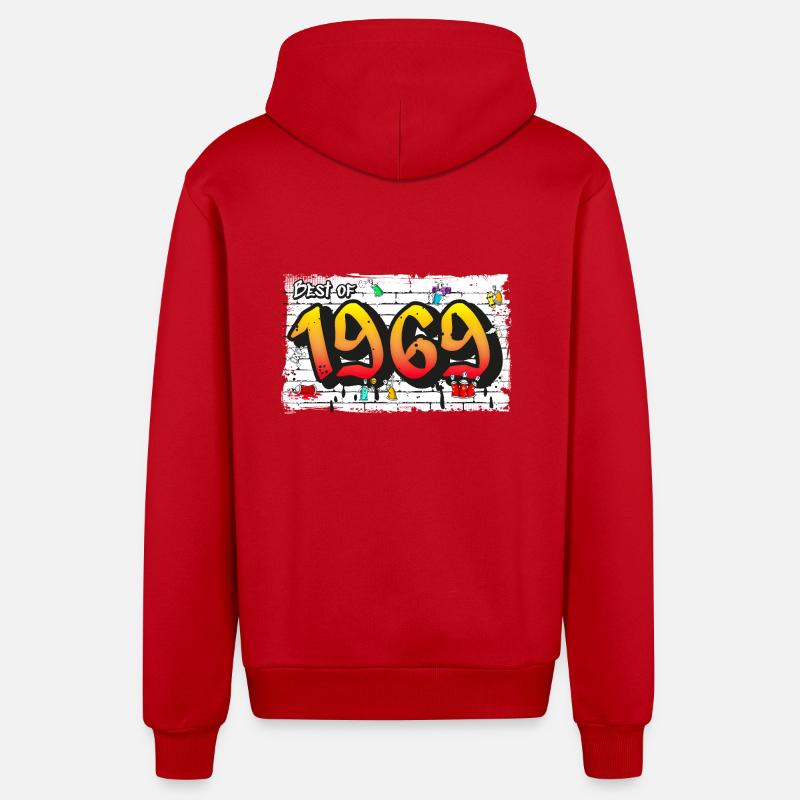Retro vibes 1969 Graffiti – 56 ans d’audace - Veste à capuche bio décontractée fabriquée en UE - rouge