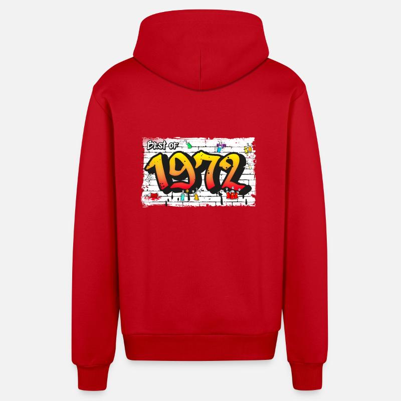 Graffiti rétro 1972 – 53 ans d’audace - Veste à capuche bio décontractée fabriquée en UE - rouge
