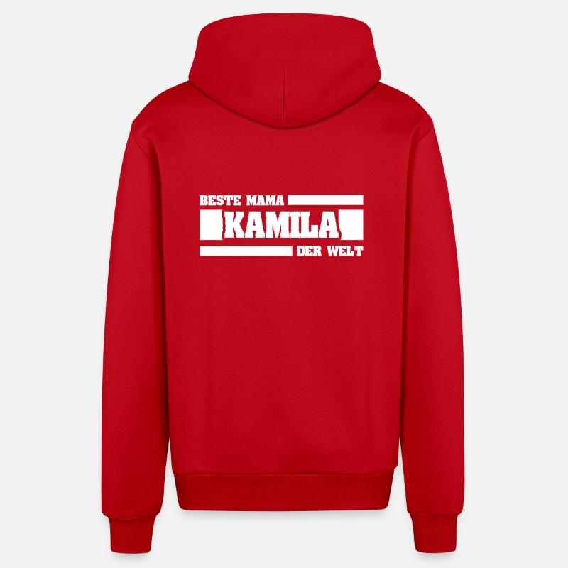 Cadeau pour Kamila - Veste à capuche bio décontractée fabriquée en UE - rouge