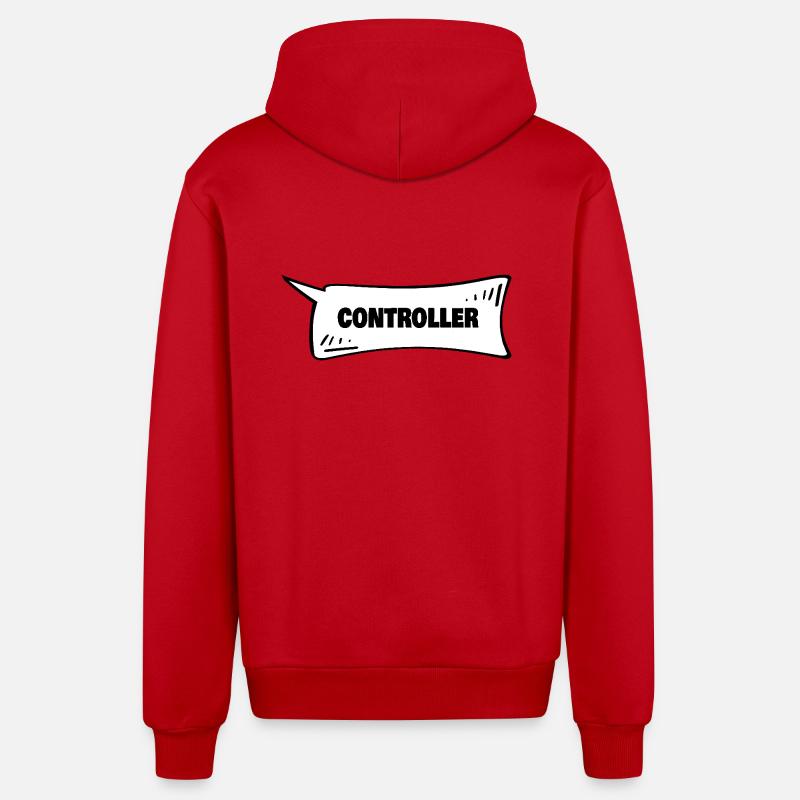 Speech Bubble Controller - Organic Relaxed Hooded Jacket Made in EU - red