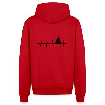 Battement de cœur Yoga - Veste à capuche bio décontractée fabriquée en UE - rouge - Dos