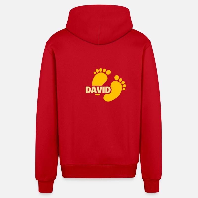 David comme naissance - Veste à capuche bio décontractée fabriquée en UE - rouge