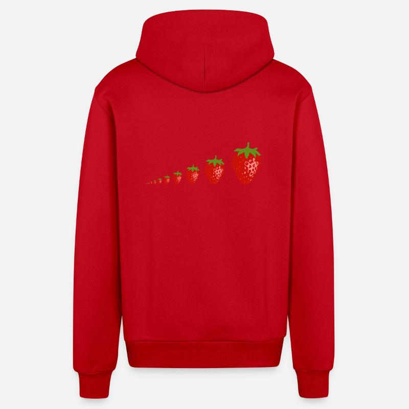 fraises - Veste à capuche bio décontractée fabriquée en UE - rouge