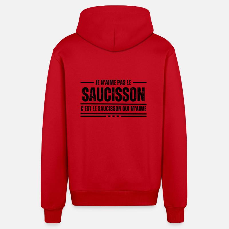 Je N'Aime Pas Le Saucisson - Veste à capuche bio décontractée fabriquée en UE - rouge