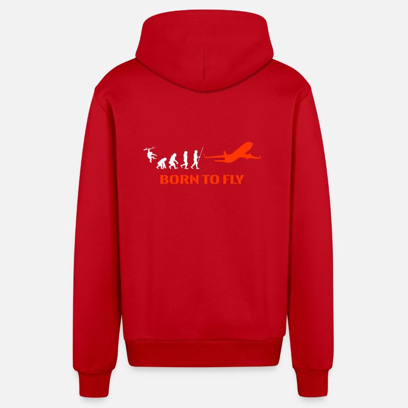 Airplane Pilot Evolution - Organic Relaxed Hooded Jacket Made in EU - red
