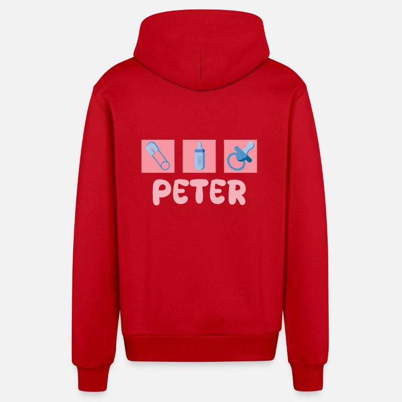 Cadeau pour Peter - Veste à capuche bio décontractée fabriquée en UE - rouge
