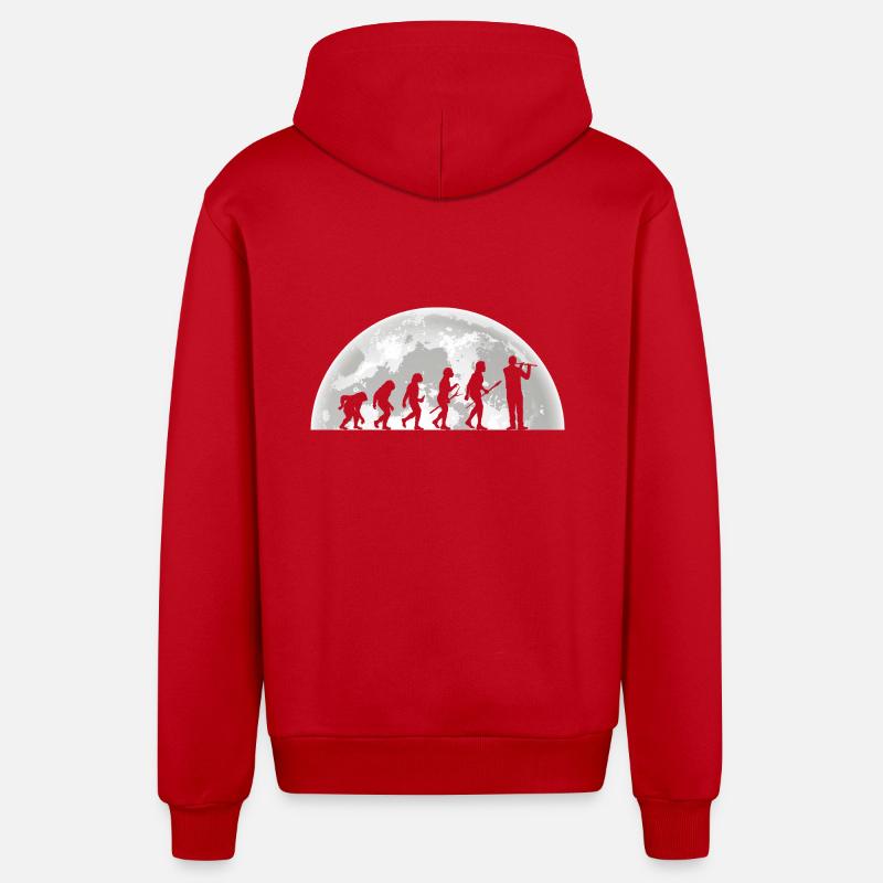 Flötist Evolution Querflöte - Organic Relaxed Kapuzenjacke Made in EU - Rot