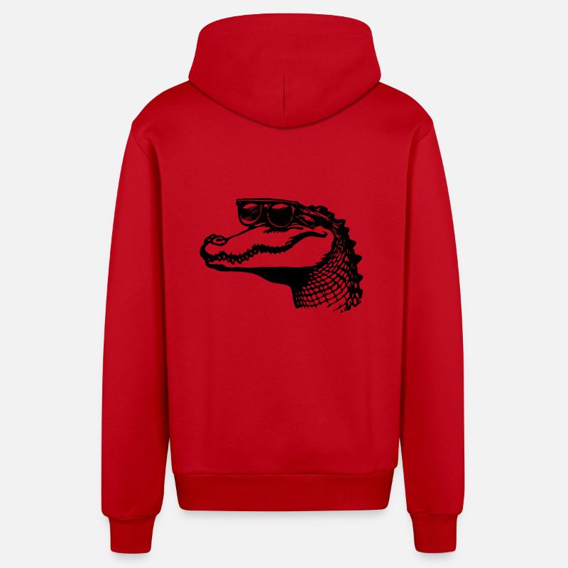 Crocodile Alligator - Veste à capuche bio décontractée fabriquée en UE - rouge
