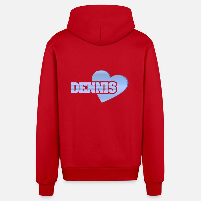 Dennis comme l’or - Veste à capuche bio décontractée fabriquée en UE - rouge