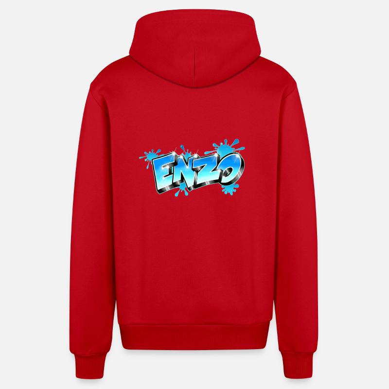 Graffiti Enzo Style - Veste à capuche bio décontractée fabriquée en UE - rouge