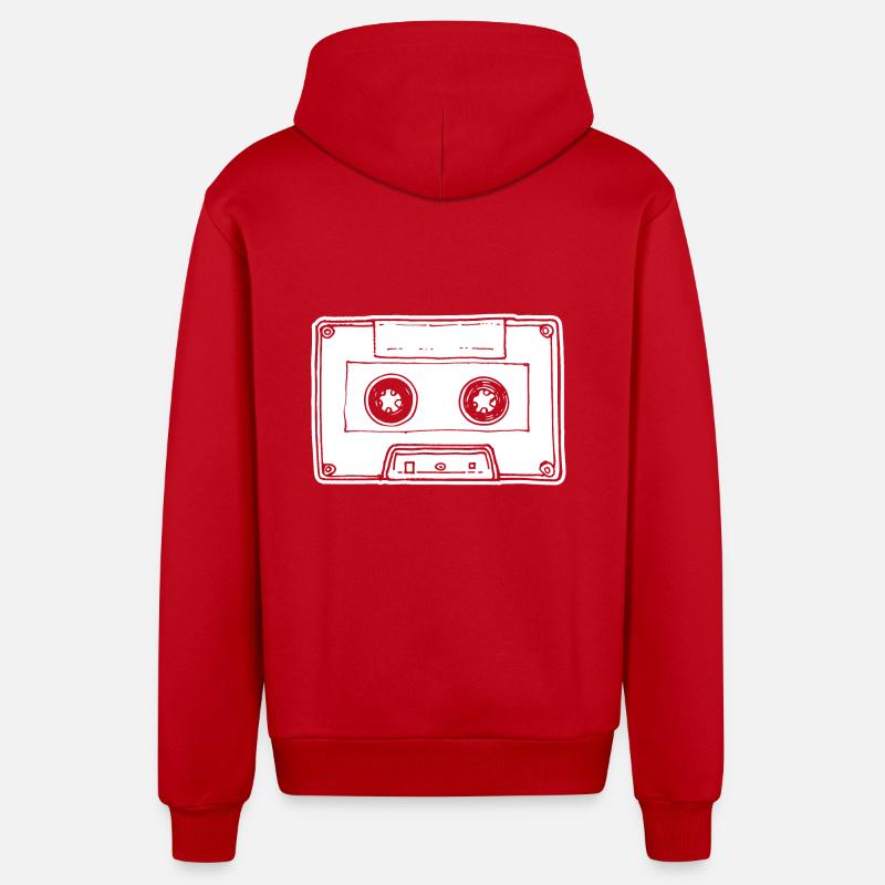 Cassette de musique Cassette audio - Veste à capuche bio décontractée fabriquée en UE - rouge