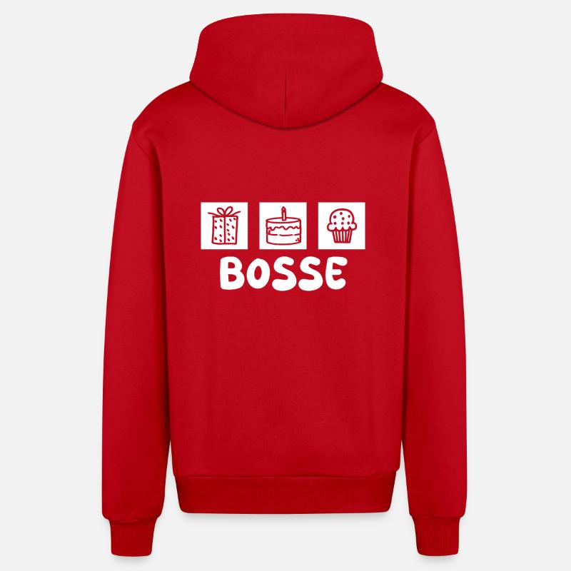 Prénom Bosse - Veste à capuche bio décontractée fabriquée en UE - rouge
