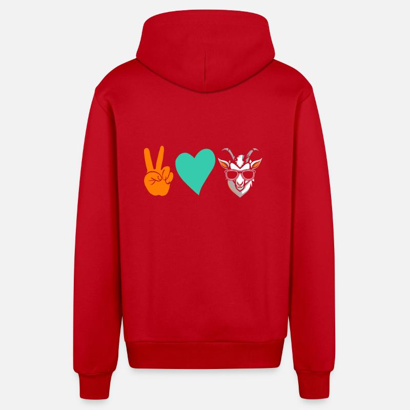 Chèvres - Veste à capuche bio décontractée fabriquée en UE - rouge