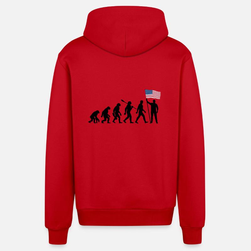 Amérique - États-Unis - Evolution - Drapeau - Nation - Veste à capuche bio décontractée fabriquée en UE - rouge