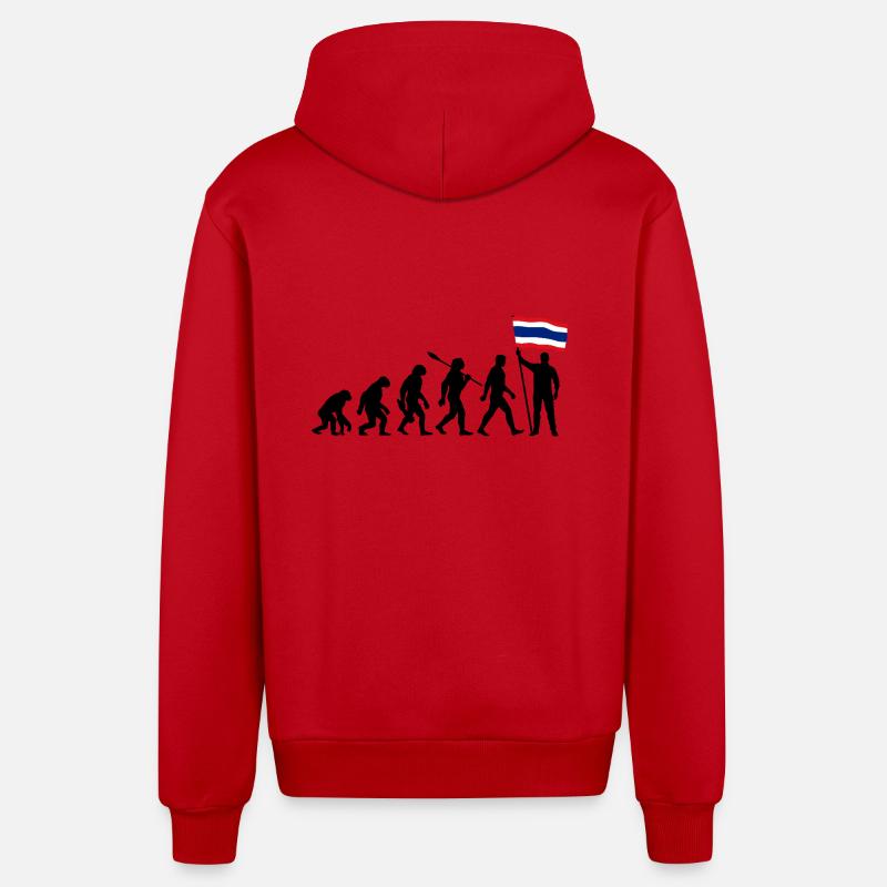Thaïlande - Evolution - Drapeau - Nation - Veste à capuche bio décontractée fabriquée en UE - rouge