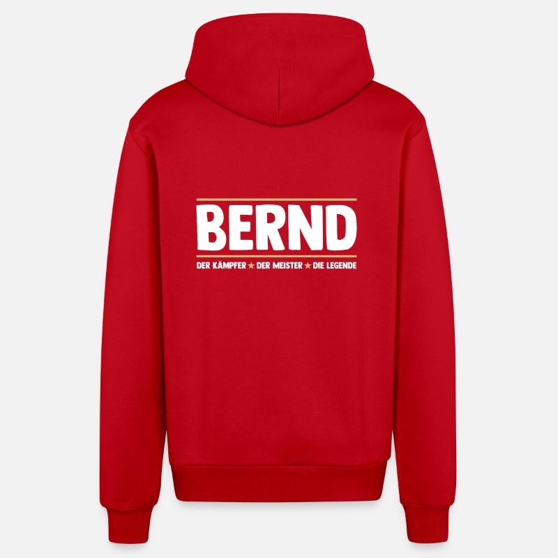 Bernd - Veste à capuche bio décontractée fabriquée en UE - rouge