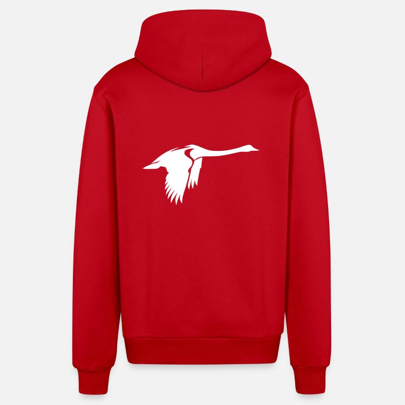 Cygne volant élégant - Veste à capuche bio décontractée fabriquée en UE - rouge
