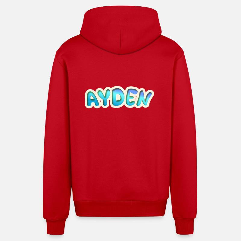 Cadeau pour Ayden - Veste à capuche bio décontractée fabriquée en UE - rouge