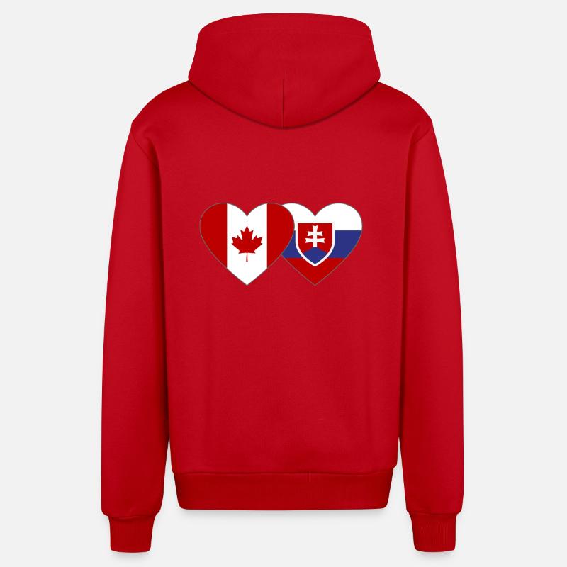 Drapeau du Canada Slovaquie Coeur - Veste à capuche bio décontractée fabriquée en UE - rouge