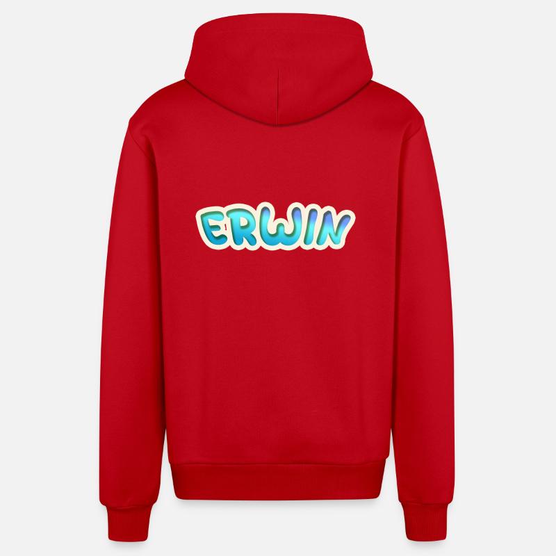 Cadeau pour Erwin - Veste à capuche bio décontractée fabriquée en UE - rouge