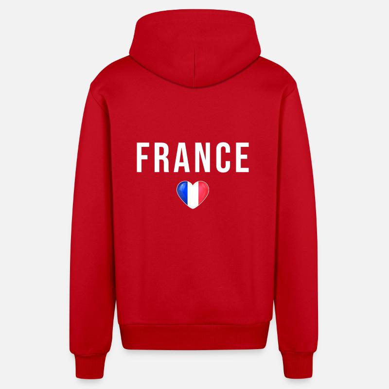 Drapeau France français - Veste à capuche bio décontractée fabriquée en UE - rouge