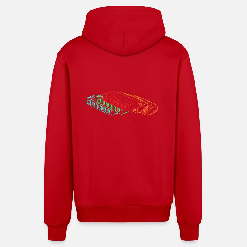 Harmonica Harmonica - Organic Relaxed Hooded Jacket Made in EU - red